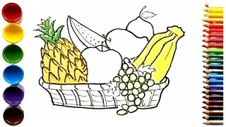 How To Draw Fruits Basket Easy | Cómo dibujar una canasta de frutas fácil