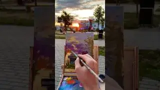 Я написал закат маслом 🌆 тг-#LELYAKOV ❤️‍🔥 #пленер #этюд