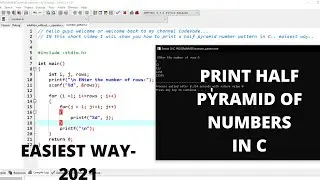 Print Half Pyramid of Numbers in C Programming Language 🔥 🔥  | 