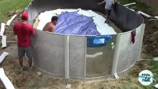 How to install an oval above ground swimming pool #shortsvideo #abovegroundpools #pool  #pooldesign