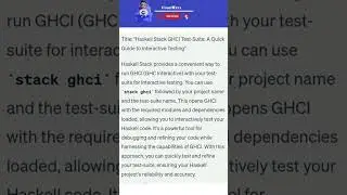 Haskell Stack GHCI Test-Suite A Quick Guide to Interactive Testing 