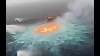 В Мексиканском заливе над водой полыхает пламя.