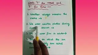 Write True or False || Science Worksheet || Class 1 #worksheet #true #false #science #write #class