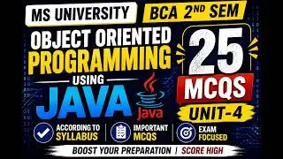 Object Oriented Programming using JAVA | 25 MCQS  | Package | Exception |