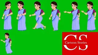 Green Screen Cartoon Village Woman | Village Woman Green Screen Animation |  No Copyright | Part 21