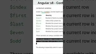 Angular 18   #6 - How to use Contextual Variables in @for Control Flow Statement