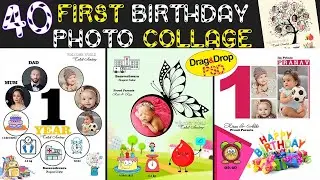 First Birthday Photo Collage 40PSD Template | Baby Birthday Customized Photo Frame PSD For Photoshop