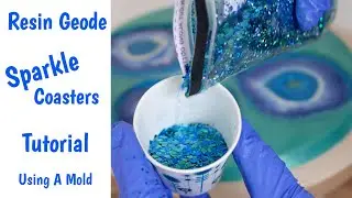 How to Make Resin Geode Coasters Using Silicone Mold - Step by Step Tutorial - Sparkle Blue Agate
