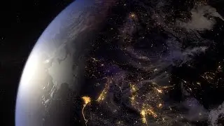 Планета Земля, ночные огни городов, 360°