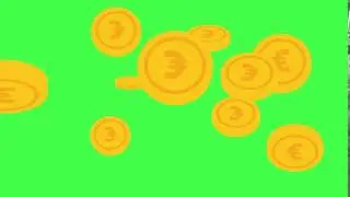 EURO coins explosion - Green screen (no copyright, royalty free)