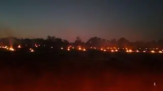 Burning Piles Of Peanut Hay