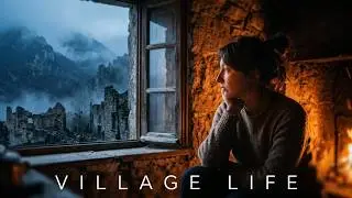 young Couple living Isolated high in the Italian Mountains in an abandoned Village