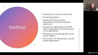 The Impact of COVID-19 on BIPOC Artists, Arts Administrators, and Cultural Organizations (12/16/20)