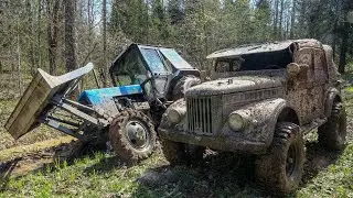 Трактор и ГАЗ-69. Испытали на прочность.