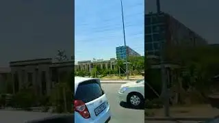 За кругом на Рохате, поворот на Водник. Флаг. Едем за город! По обводной. Ташкент, Узбекистан.