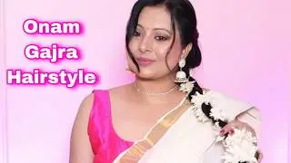 Traditional Indian Hairstyle | Onam south indian hairstyles| juda with gajra |easy low bun|Kaur Tips