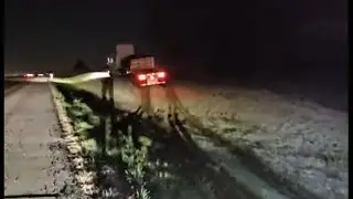 Truck driver falls asleep and ends up in a ditch