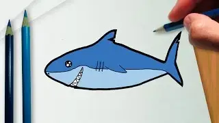 Como desenhar um tubarão kawaii