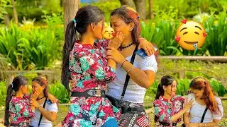 lesbian 😘 Prank on stranger in park 🥰, lesbian prank #trending #comedy #viral