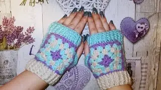 МИТЕНКИ крючком / Бабушкин квадрат ☃️