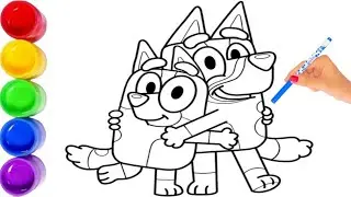Bluey and Bingo Drawing || How to draw Bluey 💙🧡