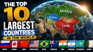 Top 10 Largest Countries in the World! 🇷🇺🇨🇦🇨🇳🇺🇸🇧🇷🇦🇺🇮🇳🇦🇷🇰🇿🇩🇿