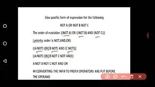 Class:XII postfix conversion with NOT OR AND