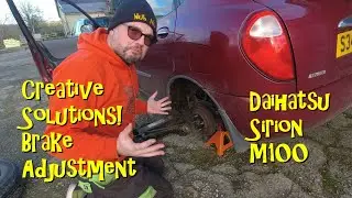 Creative solutions! Daihatsu Sirion rear brake adjustment