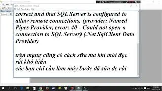 SQL, FIX LỖI  A network-related or instance-specific error