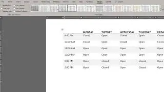 Setting the table header row and column in Word