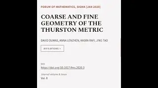 COARSE AND FINE GEOMETRY OF THE THURSTON METRIC | RTCL.TV