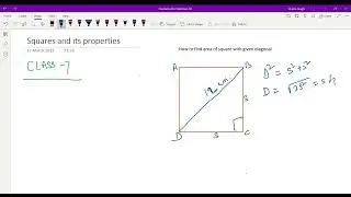 Area of square, when diagonal is known .