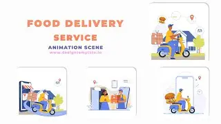 Food Delivery Service Animation Scene After Effects Template