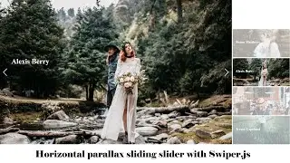 Horizontal parallax sliding slider with Swiper.js