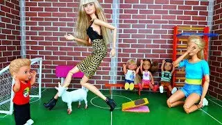 Physical training lesson in doll school. The story about the dolls
