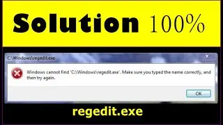 RegEdit Not Working Fix | Windows ne peut pas trouver regedit.exe | cannot find regedit exe error