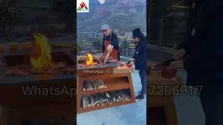 Corten Steel Trapezoidal Wood-burning Grill#bbq #bbqlovers #outdoorcooking