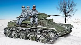 WINTER DIORAMA WITH T-60 TANK AND FIGURINES