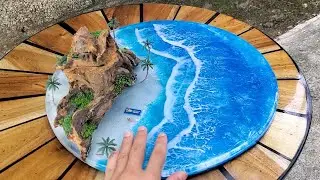 How to make Epoxy Ocean Table vs Wood | Woodworking Projects From Discarded Wood | Dakwoodworking