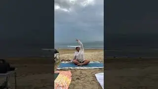 Beach Yoga for strength and balance #yogaseniors #yogaover60 #yoga60+