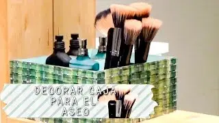 DECORA UNA CAJA CON CABUCHONES PARA EL CUARTO DE BAÑO
