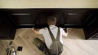 Установка английской елки Coswick прямое приклеивание (клей-паркет)