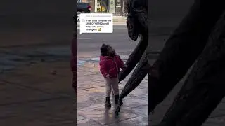 Cute kid unfazed by monster 