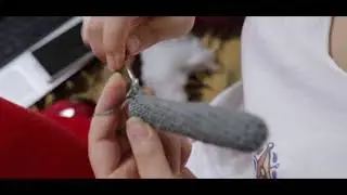 Процесс вязания ножки амигуруми.