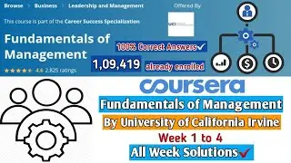Fundamentals of Management | Coursera | Week 1 to 4 | All Week Solutions | 100% Marks