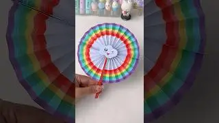 🌈✨DIY Rainbow Paper Fan #shorts #art #diy #youtubeshorts