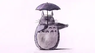 How to draw Totoro🍃 | Smiling Totoro with umbrella ☔.