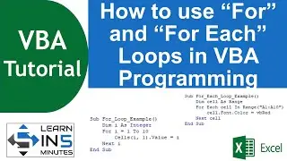 Mastering Loops in VBA: How to use For Loop & For Each Loop | Excel VBA | Learn in 5 Minutes