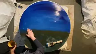 Paint with me /  Watercolor/ Acrylic / Commission work in progress / Blue / Earth