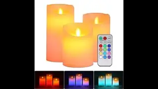 Светодиодный LED светильник - свеча RGB с пультом и эффектом горящего пламени